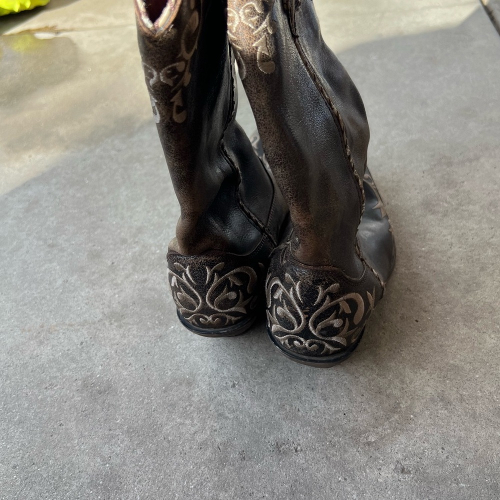 DURANGO CRUSH Women's 8M Embroidered Cowboy Boots 12" Brown Western RD3203 - Picture 6 of 11